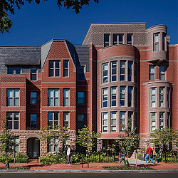 A large brick building.